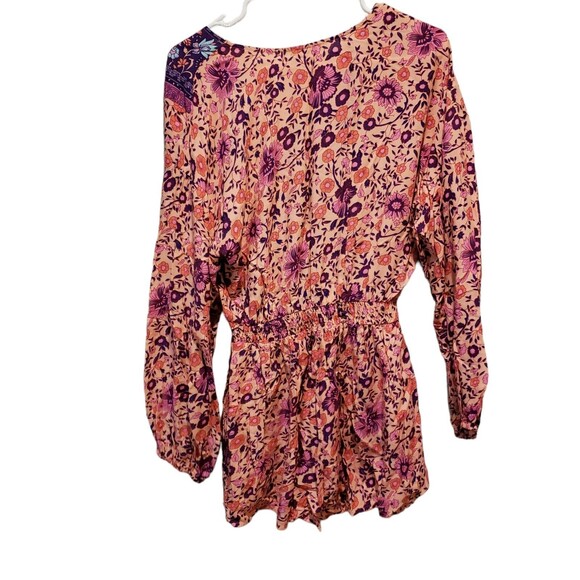 Umgee Women's Size Small Multi Print Floral Long Sleeve Romper Bohemian - Picture 7 of 7
